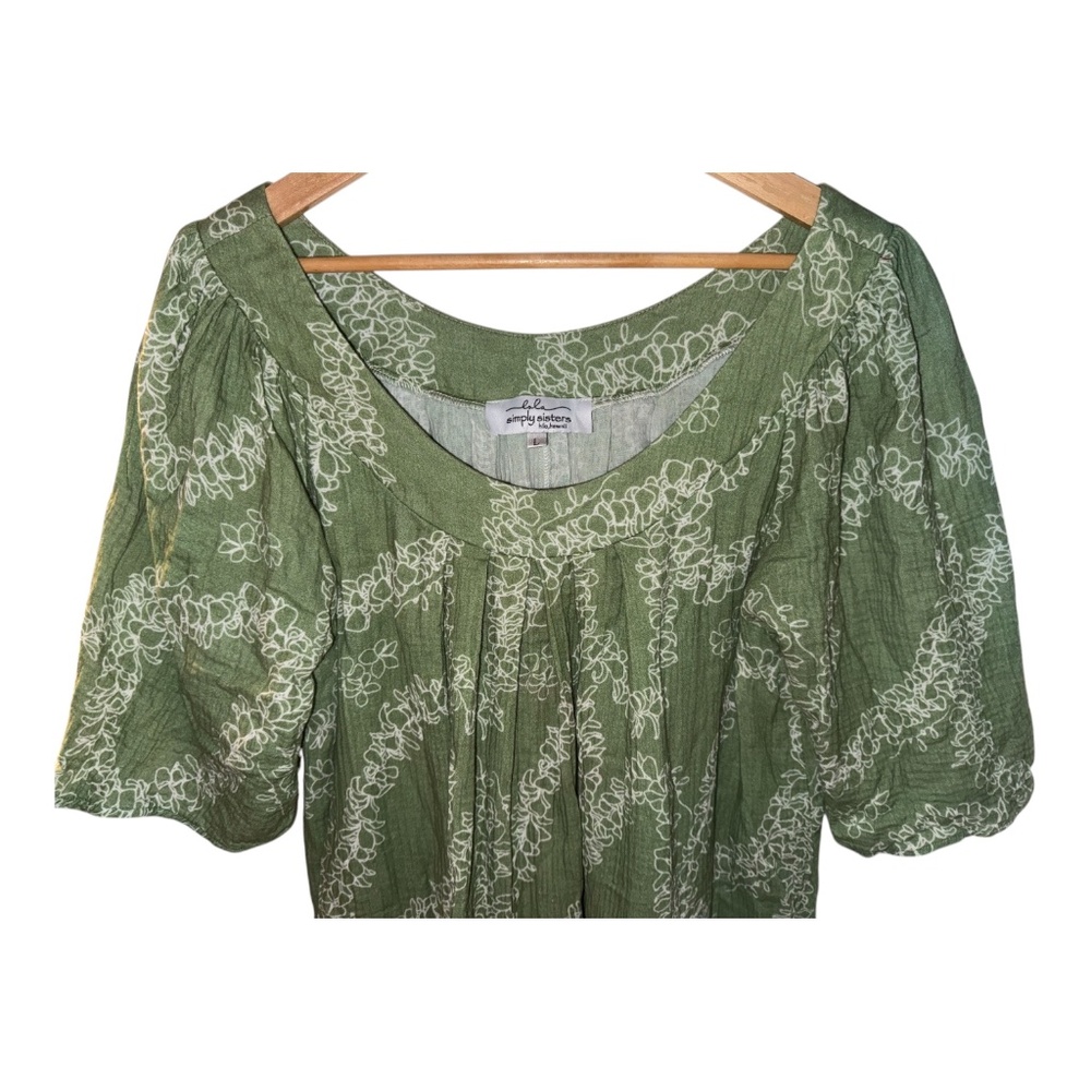Simply Sisters Lola Hawaii Gauze Lei Print Dress L - Picture 2 of 3